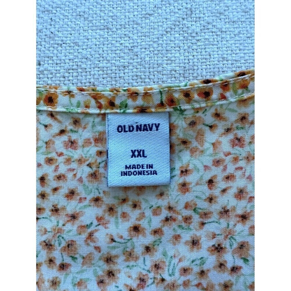 Old Navy Open Front Floral Blouse‎ Top Women's Size XXL Orange Tie-Waist - Picture 6 of 16